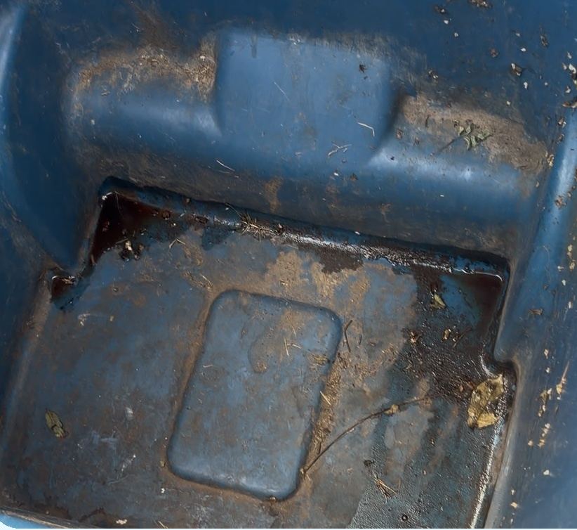 Dirty bin before cleaning